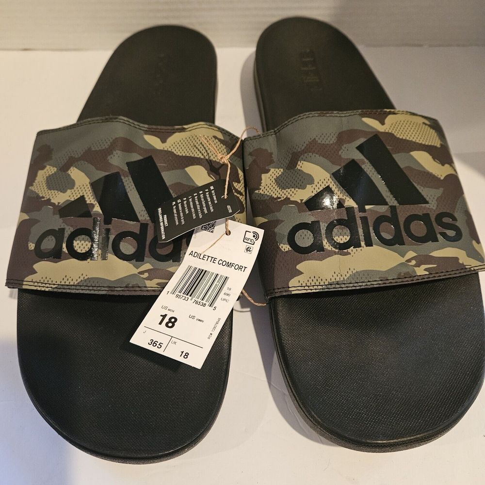 Adidas‎ Adilette Comfort Slide Sandals Camo Men's Size 18 New W Tags